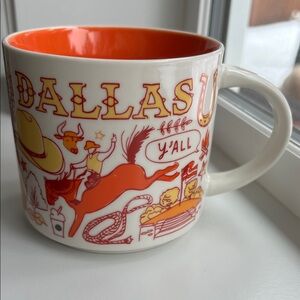Starbucks Dallas Orange and White Mug